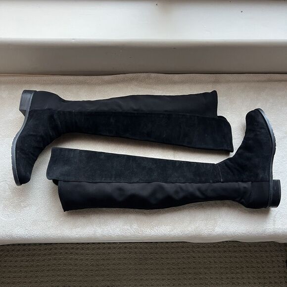 Stuart Weitzman 5050 Black Suede Over The Knee Tall Boots Women 9 M Back Stretch - Picture 16 of 16